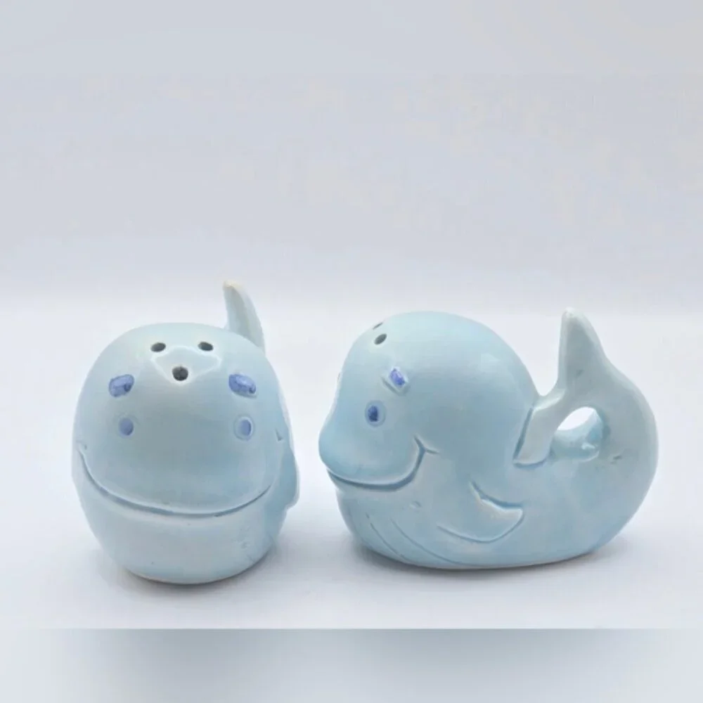 Blue Whale Salt Pepper Shakers Set Coastal Beach Kitchen Decor